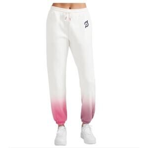 PELOTON Ombre Cotton Jogger Medium White Pink Pants Sweatpants Lounge Workout